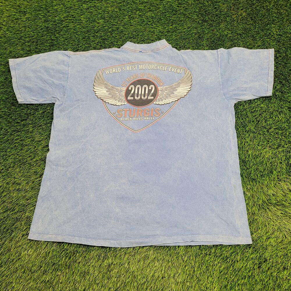 Vintage 2002 Sturgis Shirt Large 26x29 Baggy Black Hills USA